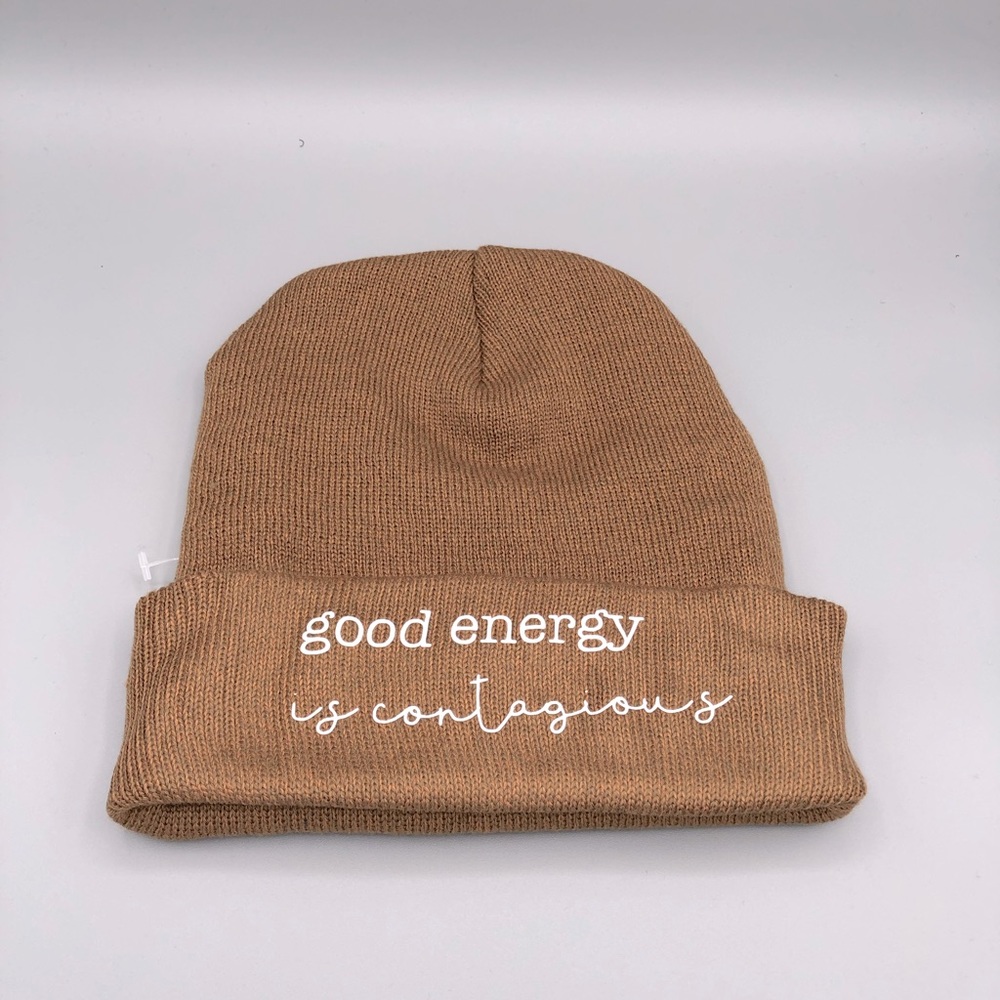Positive quote beanie